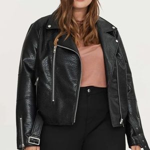 Noize Meghan Vegan Leather Biker Jacket, Black, Size Small.